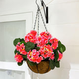 2 Pack Artificial Geraniums Fake Flowers For Outdoors Spring Summer Decor, Silk Geranium Flowers Potted Plants Uv Resistant Faux Plant For Gardens Farmhouse Indoor Home Table Decor (Rose Red)