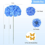 24Pcs Blue Hydrangea Artificial Flowers, Faux Hydrangea Flowers With Stems, Full Heads Silk Fake Hydrangea Flowers For Wedding Bouquet Home Party Decor Centerpieces Floral Arrangements