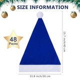 48 Pieces Christmas Blue Santa Hat For Adults With White Cuffs Santa Hats Bulk Non-Woven Christmas Caps For Christmas New Year Party Supplies