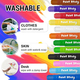 Paint Sticks, 12 Colors Solid Tempera Paint Sticks For Kids, Quick Drying Washable Paint For Toddlers, Christmas Gifts For Kids
