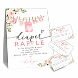 Baby Shower Diaper Raffle Game Kit - Floral & Accessories, 50 Tickets & 1 Standing Sign, Decoration For Shower, Gender Reveal, Announcement, Party Favor & Decorations - B03