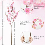 4 Pcs Faux Cherry Blossom Decor, 36'' Long Stem Artificial Flowers For Tall Vase, Cherry Blossom Tree Branches For Floral Arrangements Wedding Spring Decorations (Pink)