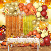 108Pcs Thanksgiving Fall Balloon Garland Arch Kit Foil Fringe Curtain Tablecloth Decor