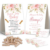 2 Boho Floral Baby Shower Game,Don'T Say Baby Clothespin Games,Measure The Baby Bump,Baby Shower Decorations,Baby Shower Game Gender Neutral,Baby Shower Package,Funny Baby Shower Games-3