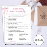Bridal Shower Games - Match These Movie Quotes, Wedding Shower Bachelorette Party Game, Bridal Shower Games 30 Guests/P17
