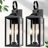 2 Pack 19 Inch Black Outdoor Wall Lights Farmhouse Lantern Porch Sconce Fixtures