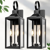 2 Pack 19 Inch Black Outdoor Wall Lights Farmhouse Lantern Porch Sconce Fixtures