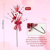 6 Pcs Valentine'S Day Heart Shaped Berry Feather Picks, 19.7 Inch Artificial Red White Heart Berry Flower Stems For Wedding Christmas Home Vase Decor