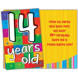 - 14Th Birthday Card - Made In America - Envelope Included - 5" X 7.75" - Packaged In Extra Sturdy Mailer - 89771