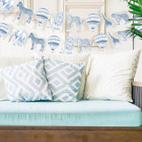 2 Pack Blue Toile De Jouy Safari Garland 6.56 Ft Jungle Party Banner Blue Chinoiserie Baby Shower Hanging Decor Animal Paper Party Supply For Birthday Wedding Christmas Bachelorette Decor