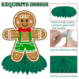 Gingerbread Party Honeycomb Centerpieces 12Pcs Christmas Gingerbread Man Table Centerpieces Gingerbread Theme Table Decorations For Winter Christmas Snowman Party Supplies