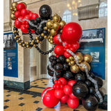 Movie Night Balloon Garland Arch Kit - 134Pcs Black, Red, Chrome Gold With Clapboard Popcorn Foil Balloons For Theater Film Party Decoration, Birthday, Bridal Shower Backdrop