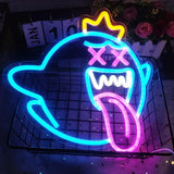 King Boo Ghost Neon Sign Dimmable LED Gaming Wall Light for Game Room Halloween Decor