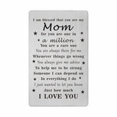 Mothers Day Mom Gifts - Mom Engraved Mothers Day Card - Mothers Day Keepsake - Mom Birthday Christmas Card From Daughter Son