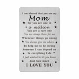 Mothers Day Mom Gifts - Mom Engraved Mothers Day Card - Mothers Day Keepsake - Mom Birthday Christmas Card From Daughter Son