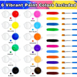 Mini Acrylic Paint Sets For Kids,12 Pcs Paint Strips In 8 Colors With 12 Paintbrushes,Washable Watercolor Paint Set With 6 Pcs Painting Canvas,Birthday Home Party Favors