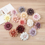 Gray Brown Dahlia Artificial Flowers, 10Pcs Silk Faux Heads, 4.3" Faux Dahlia Heads For Table Centerpiece Floral Arrangements Wedding Party Home Decoration