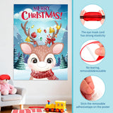 Pin The Nose On The Reindeer Game With 36 Pcs Red Nose And 2 Pcs Blindfold, Reindeer Poster For Family Holiday Christmas Games Party Decorations Favor New Year Activities