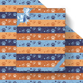 Blue Orange Dog Wrapping Paper, 8 Sheets Cartoon Puppy Paw Patterns Gift Wrap Paper For Kids Boys Girls Happy Birthday Baby Shower Theme Party Greeting Holiday Decoration Supplies| 19.7×27.6 Inch