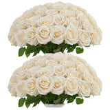50Pcs Ivory Roses Artificial Flowers Bulk,Fake Roses Silk Flower With Stems Realistic Flowers For Wedding Centerpiece Home Party Decor