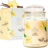 Vanilla Candle 22Oz 16" X 9" Reusable Jar Candle 130 Hours Long Burn Time With Wooden Wick In Presentation Gift Box & Protective Shipper