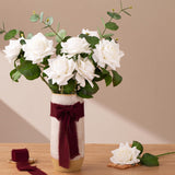 Burgundy Chiffon Ribbon For Flower Bouquet, 2" X21Yd Fabric Ribbon For Gift Wrapping, Handmade Frayed Ribbon For Wedding, Chiffon Silk Ribbon For Christmas Decorations