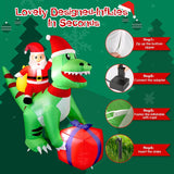 5Ft Christmas Inflatables Dinosaur Santa Claus, Indoor/Outdoor Deco, Blow Up Dinosaur Santa Decoration With Built-In Led