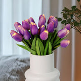 20Pcs Tulip Bouquet Lamp Artificial Flower Night Light Real Touch Tulip Night Lamp Led Flower Light Home Kitchen Decor(Purple)