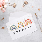 Modern Rainbow Thank You Cards / 24 Baby Shower Birthday Note Cards With White Envelopes / 6 Adorable All Occasion Thanks Greeting Card Set Designs / 3 1/2" X 4 7/8" Appreciation Gratitude Cards