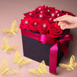 100 Pack Pink Red Roses Artificial Flowers Heads Foam Fake Rose Butterfly Diamond Pins For Diy Holiday Wall Bridal Shower, Wedding Bouquet Decoration (Red)