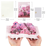 Row Of Cherry Blossom Trees Pop Up Paper Flower Bouquet Greeting Cards With Blank Note & Envelope, Ideal Gift For Celebrating Love, Birthday, Anniversary, Special Moments, Valentine'S Day