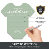 Baby Shower Advice & Prediction Cards - For 50 Guests - Green Onesie Double Sided Advice + Predictions Cards - Minimalist Gender Neutral Baby Shower Decorations & Games For Boys & Girls - (Set Of 50)
