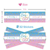 32 Pcs Gender Reveal Water Bottle Labels, Boy Or Girl Water Bottle Labels, Baby Shower Party Bottle Wrappers, Baby 1St Birthday Party Water Labels - Blue & Pink Glitter