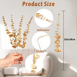 Gold Artificial Eucalyptus Stems,36Pcs Faux Eucalyptus Branches Leaves Decor For Floral Arrangement Wedding Bouquet Home Decoration