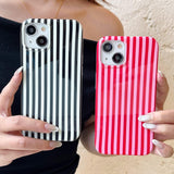 Cute Striped Phone Case Compatible With Iphone 16 Pro Max 6.9",Aesthetic Trendy Retro Stripe Pattern Chic Pretty Stylish Protective Girls Women Cover For Iphone 16Promax-Red Pink