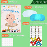 Pin The Pacifier On The Baby Game -Baby Shower Party Games With 21'' X 28'' Poster, Reusable Pacifiers Party Supplies For Kids Birthday Party Favor Sets