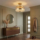 3 Light Gold Semi Flush Mount Ceiling Light Modern Clear Glass Hallway Fixture