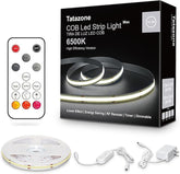 16.4FT White COB LED Strip Light 6500K Daylight Dimmable Ultra Bright Light Strip with RF Remote