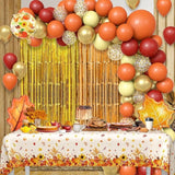 108Pcs Thanksgiving Fall Balloon Garland Arch Kit Foil Fringe Curtain Tablecloth Decor