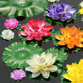 19Pcs Realistic Floating Foam Lotus Flowers And Lotus Leaves, Artificial Lotus Flowers Water Lilies For Pond Pool, 4" And 6" Large Beautiful Lifelike Water Lilies For Fountain Garden Decoration