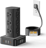 100W Power Strip Tower 12 AC Outlets 8 USB Ports Charging Station