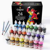 3D Fabric Paint Set | 24 Quality Vibrant Colors In 29Ml Bottles | For Artists; For Crafters; For Fun | Clothing, Textile, Canvas, Glass, Wood, Shoes | In Strong Selection Box