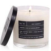 | Jasmine, Oud & Sandalwood | Luxury Scented Soy Jar Candle | Hand Poured In The Usa | Highly Scented Long Lasting (6 Oz.)