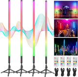 4 Pack RGB DJ Tube Lights 4FT LED Video Stick Lights with Stands for Parties Weddings Stage