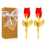 Glass Rose Mini Crystal Flower With Box, Romantic Crystal Rose Forever Gifts, For Wedding Anniversary/Wife, Valentine'S Day/Birthday/Wedding, 2 Pack