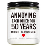 Funny 50 Years Candle, 50Th Anniversary, Gifts For Couple, Parents - 50Th Wedding Anniversary Decorations, 50 Year Golden Anniversary, Gifts For Husband, Wife, Friends - 9 Oz