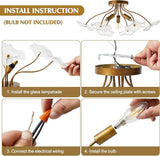 Modern Gold Semi Flush Mount Ceiling Light Vintage Brass 3 Light Fixture
