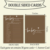 Hilarious Baby Shower Games, Baby Word Scramble, 30 Double-Sided Fill In Game Cards & 1 Answer Card For Gender Reveal Party Favor Decorations Supplies - A07