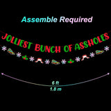 Jolliest Bunch Of Assholes Funny Christmas Banner And Snowflake Garland Banner For Merry Christmas Holiday Decoration