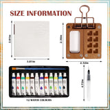Mini Watercolor Paint Set Paint Palette Travel Kit Pocket Artist Water Color Travel Set With Colours, Binder Clips, Watercolor Pens, Wooden Paint Box For Painters Artists Students